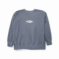 Blue sweatshirt with a logo on a white background