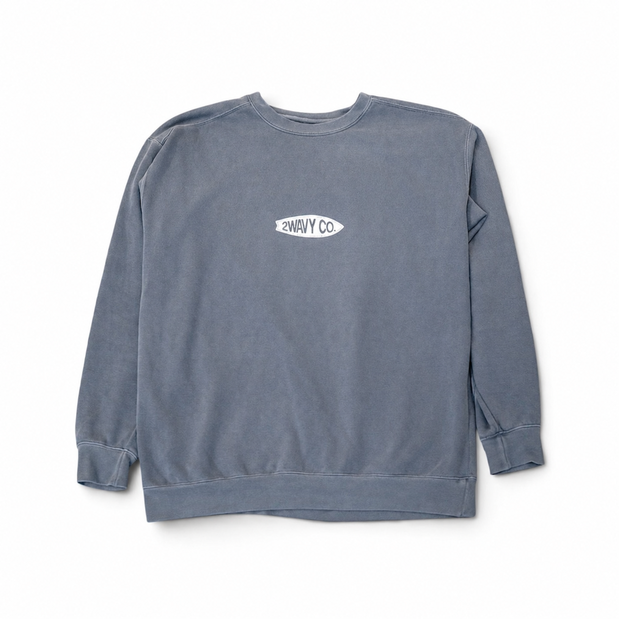 Blue sweatshirt with a logo on a white background