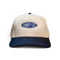 Beige and navy cap with '2Wavy Co.' logo on a white background